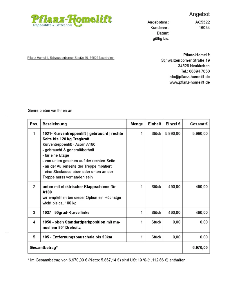 Angebot Acorn 180  Angebot Acorn 180